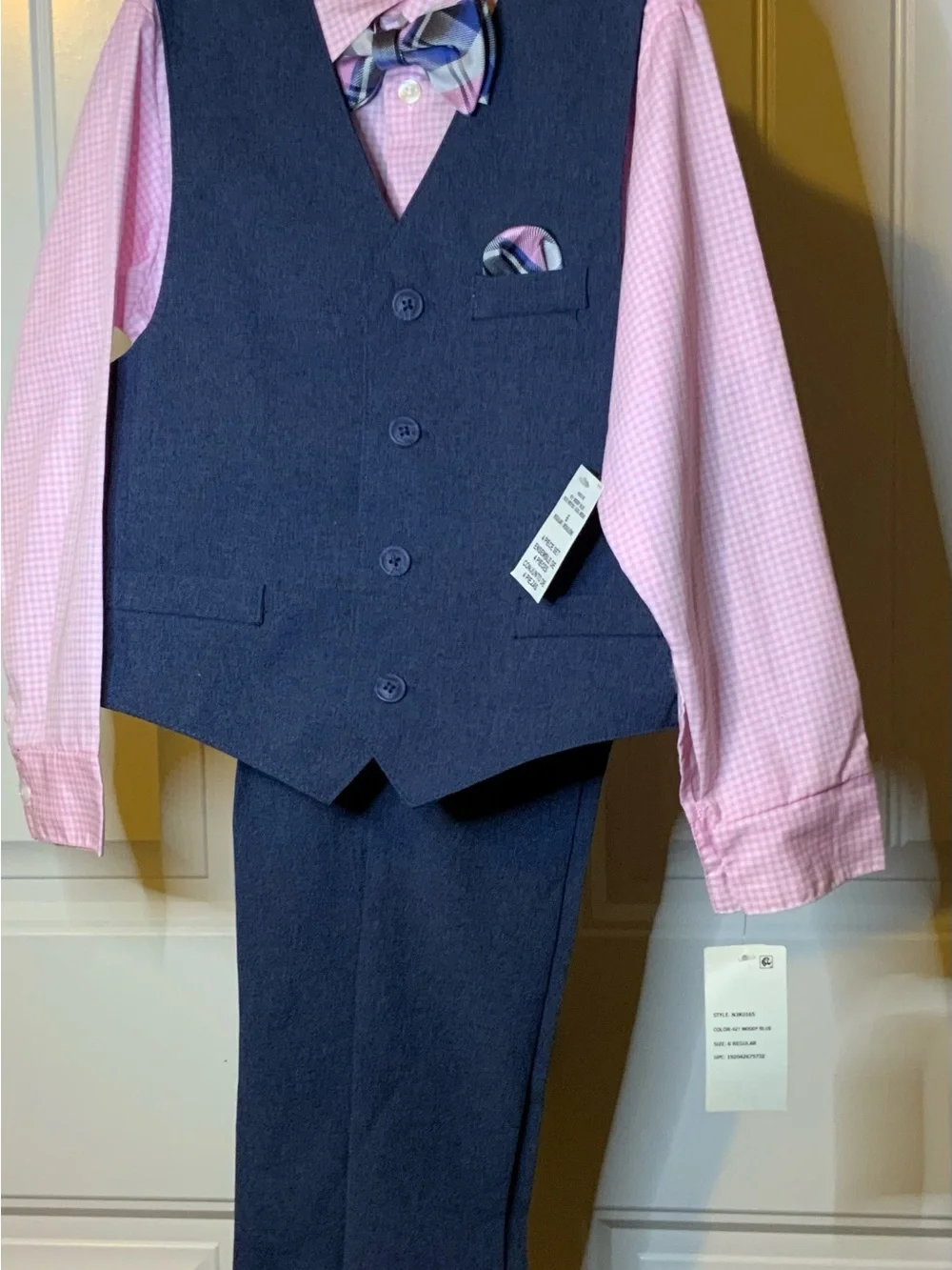 Nautica Boys Navy Floral Vest with Light Gray Bow Tie